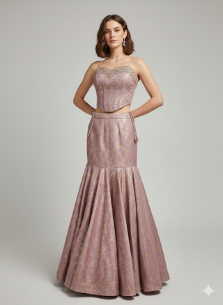 Mauve Corset Mermaid Lehenga