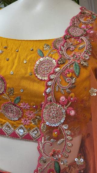 All over Thread sequence work Tri-color Lehenga