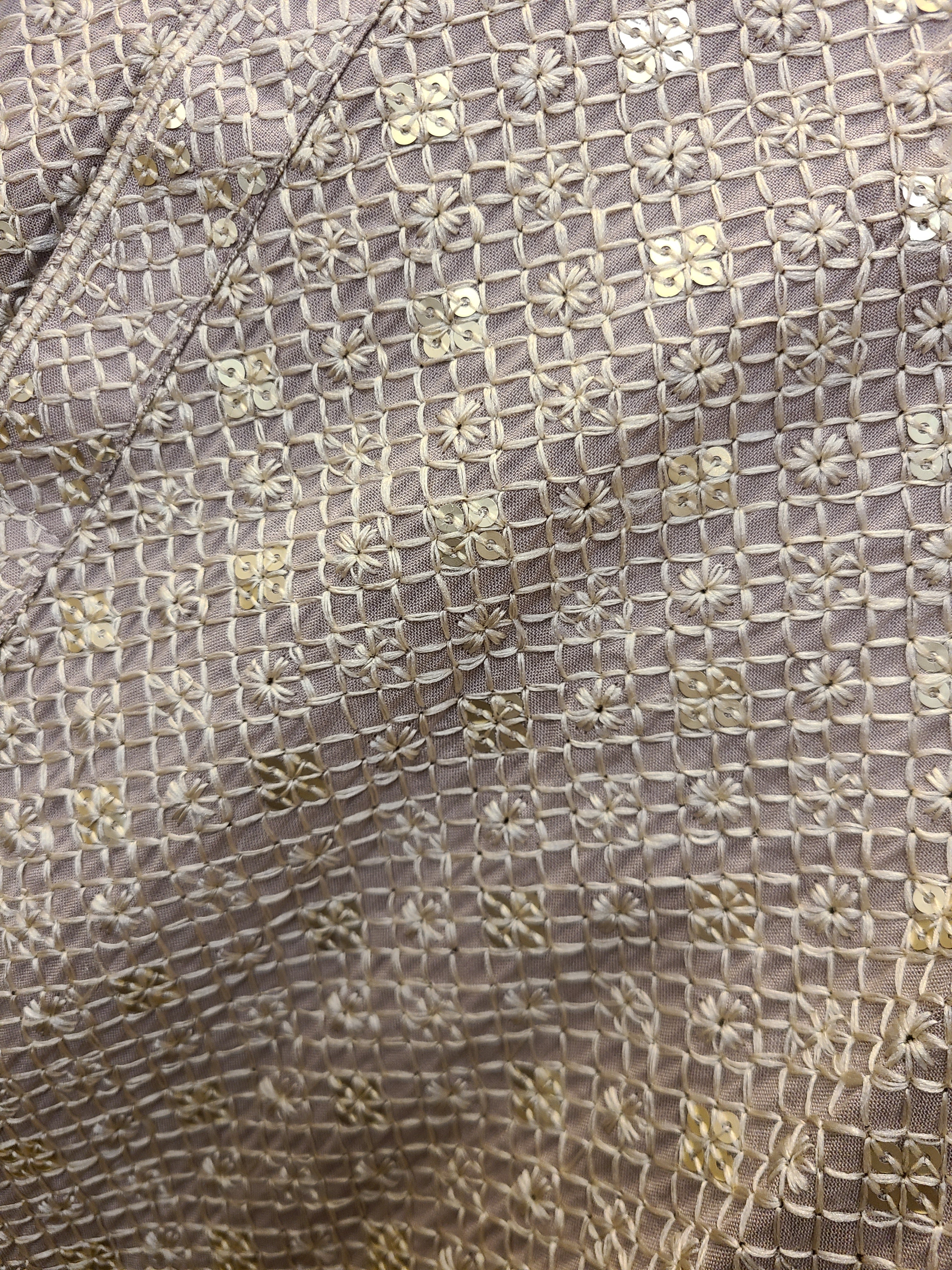 Golden Beige Sequin Embroidered Kurta