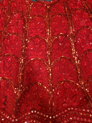 Maroon Sequin Embroidered Bridal Lehenga Set