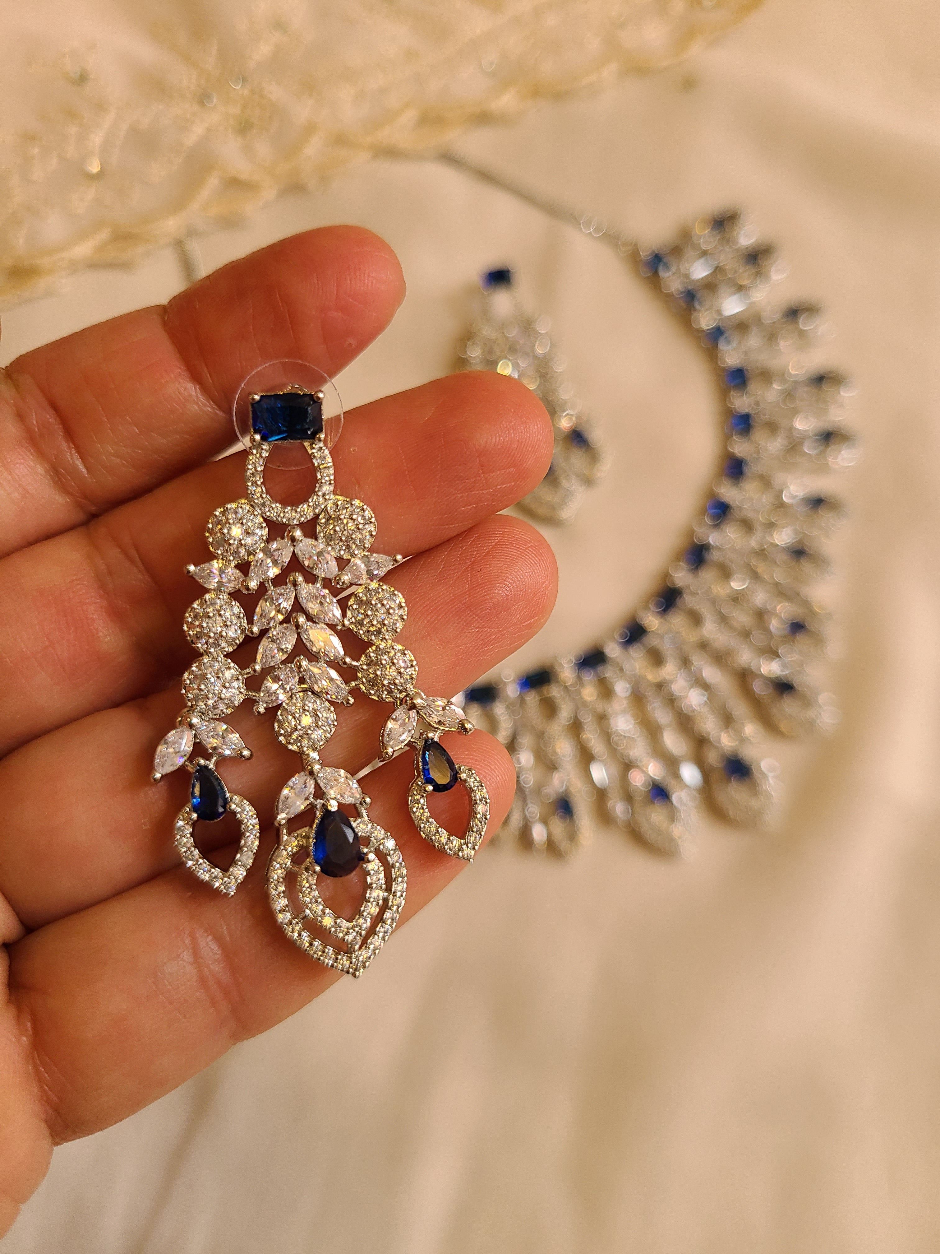 Blue CZ Necklace Set