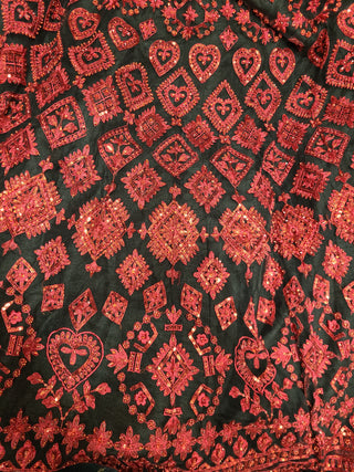 Red Black Sequin Embroidered Bridal Lehenga Set