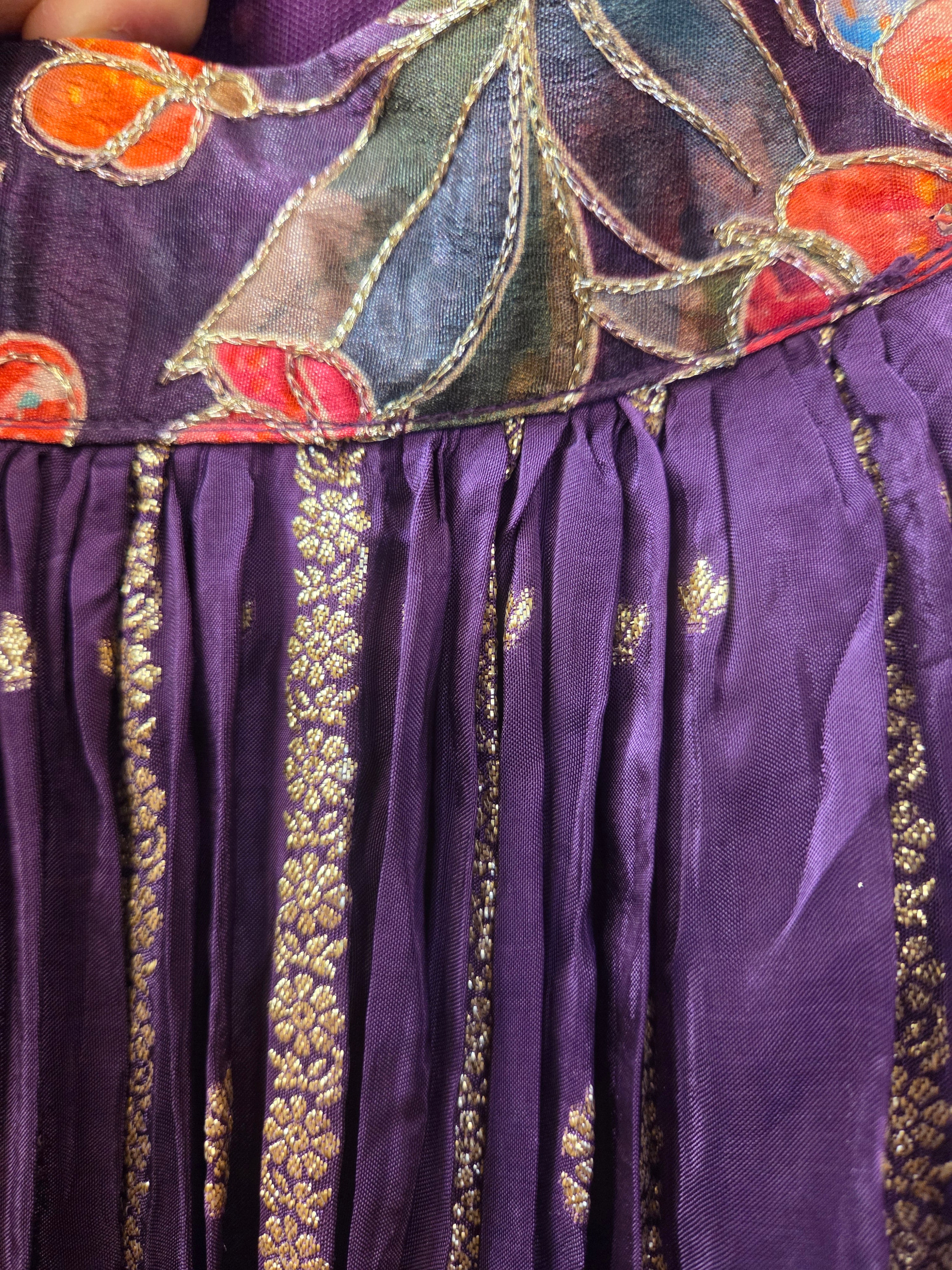 Deep Violet Floral Lehenga Set
