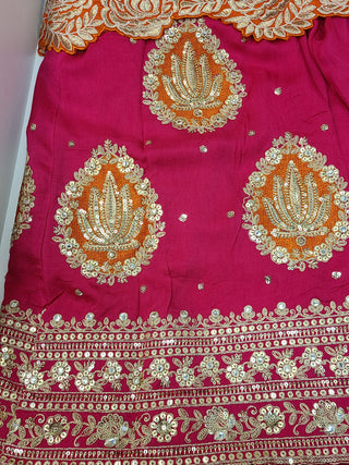 Pink Embroidered Kaftan with Floral Dupatta & Palazzo Set