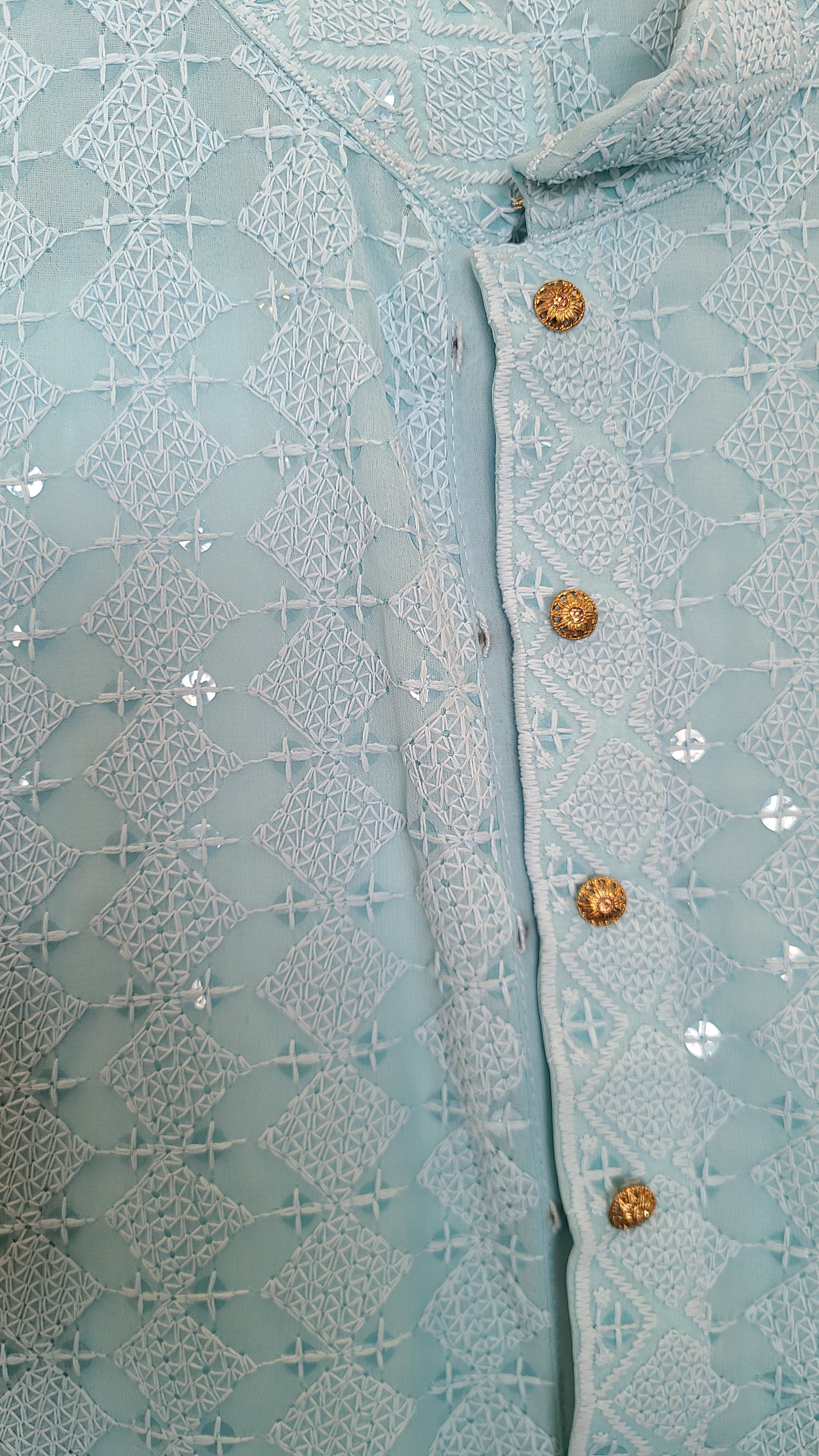Mint Chikankari Kurta Set