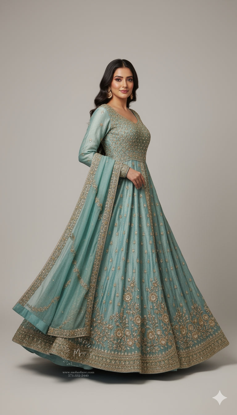 Sea Green Anarkali Gown-Style
