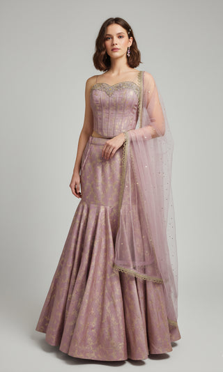 Mauve Corset Mermaid Lehenga