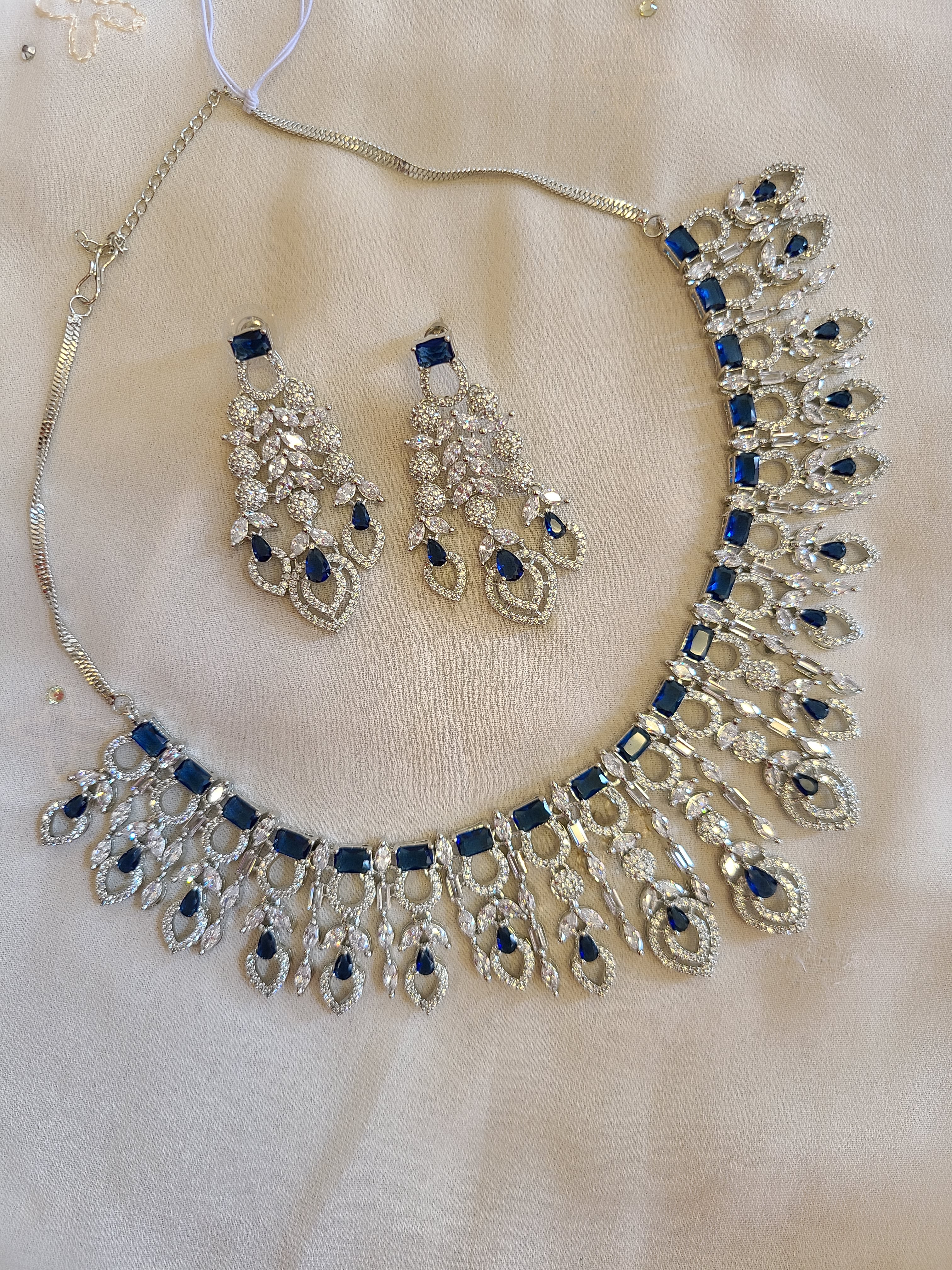 Blue CZ Necklace Set