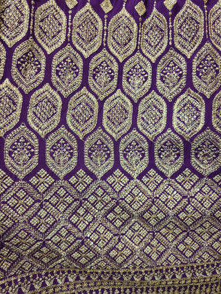 Purple Gold Embroidered Bridal Lehenga Set