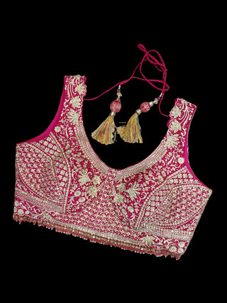Multicolor Embroidered Silk Lehenga Choli with Pink Dupatta