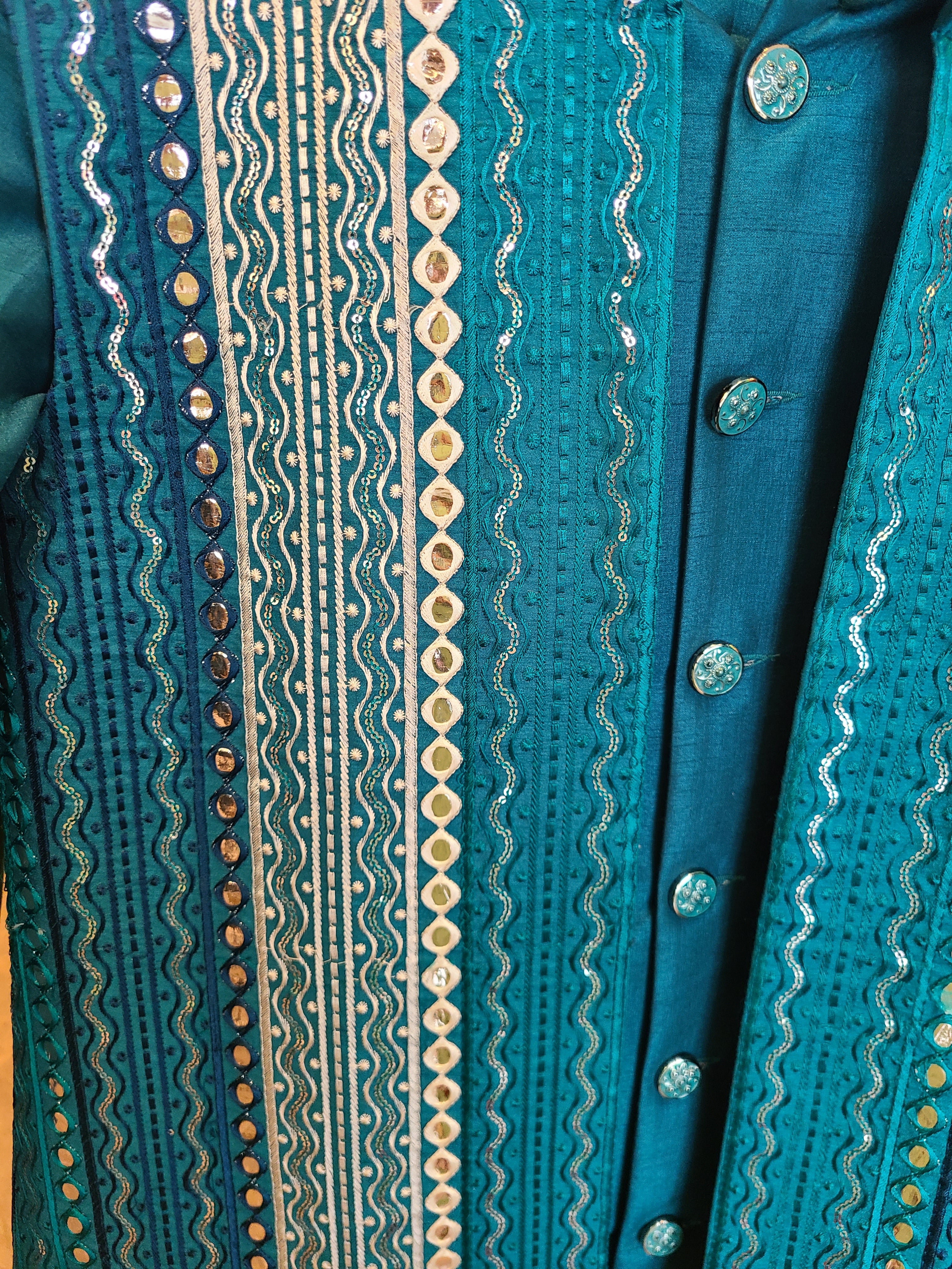Teal Embroidered Kurta Set
