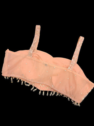 Peach Embroidered Pre-Draped Saree Gown