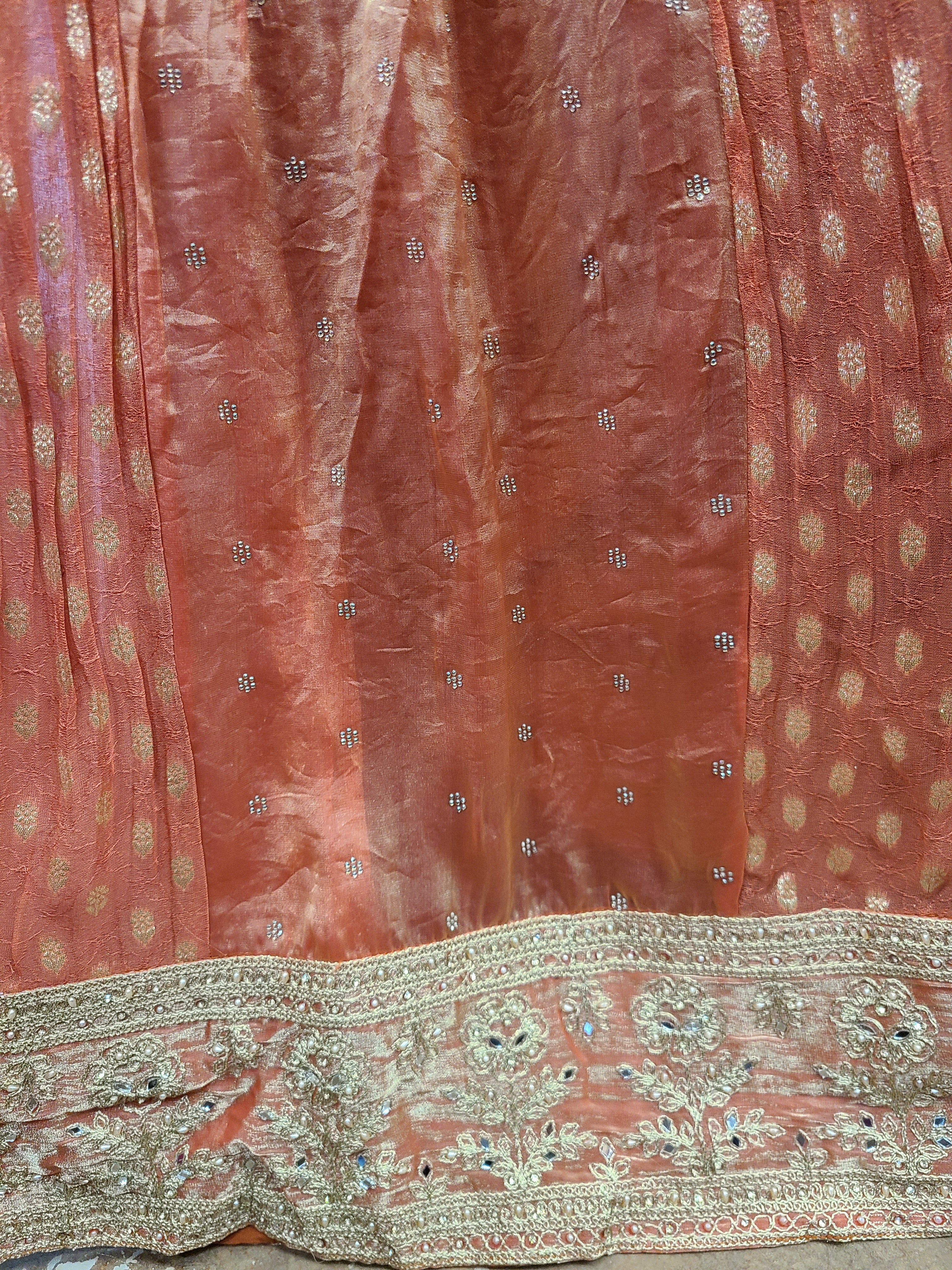 Peach Banarasi Silk Lehenga Set