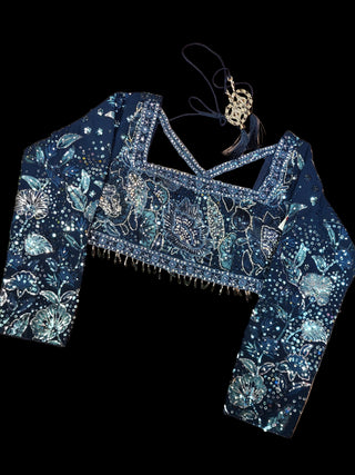 Navy Blue Embroidered Lehenga