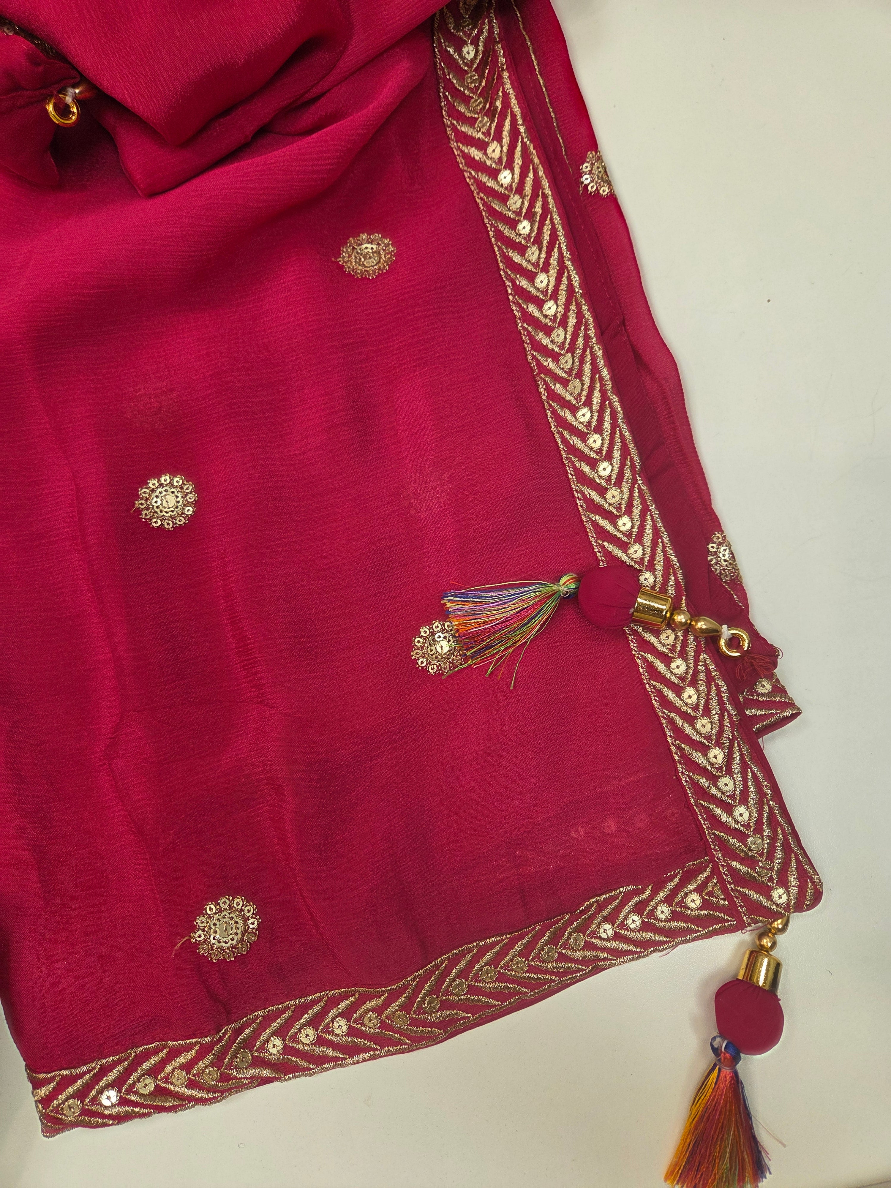 Bandhani Lehenga Set in Rani Pink & Mustard