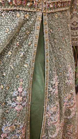 Olive Green Anarkali Gown-Style