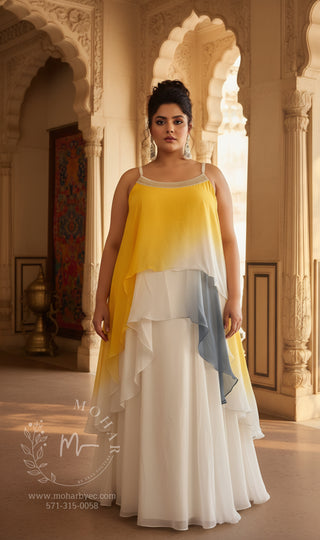Yellow and White Ombre Sharara