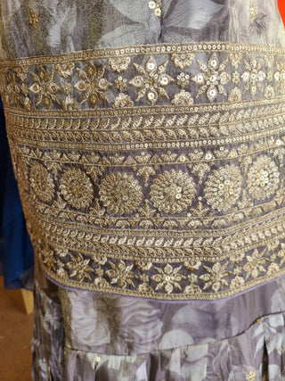 Royal Mauve Zari & Sequin Sharara Suit Set