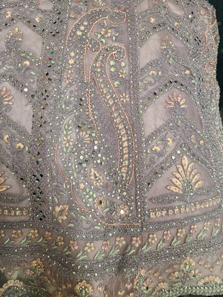 Lavender Silver Embroidered Bridal Lehenga Set