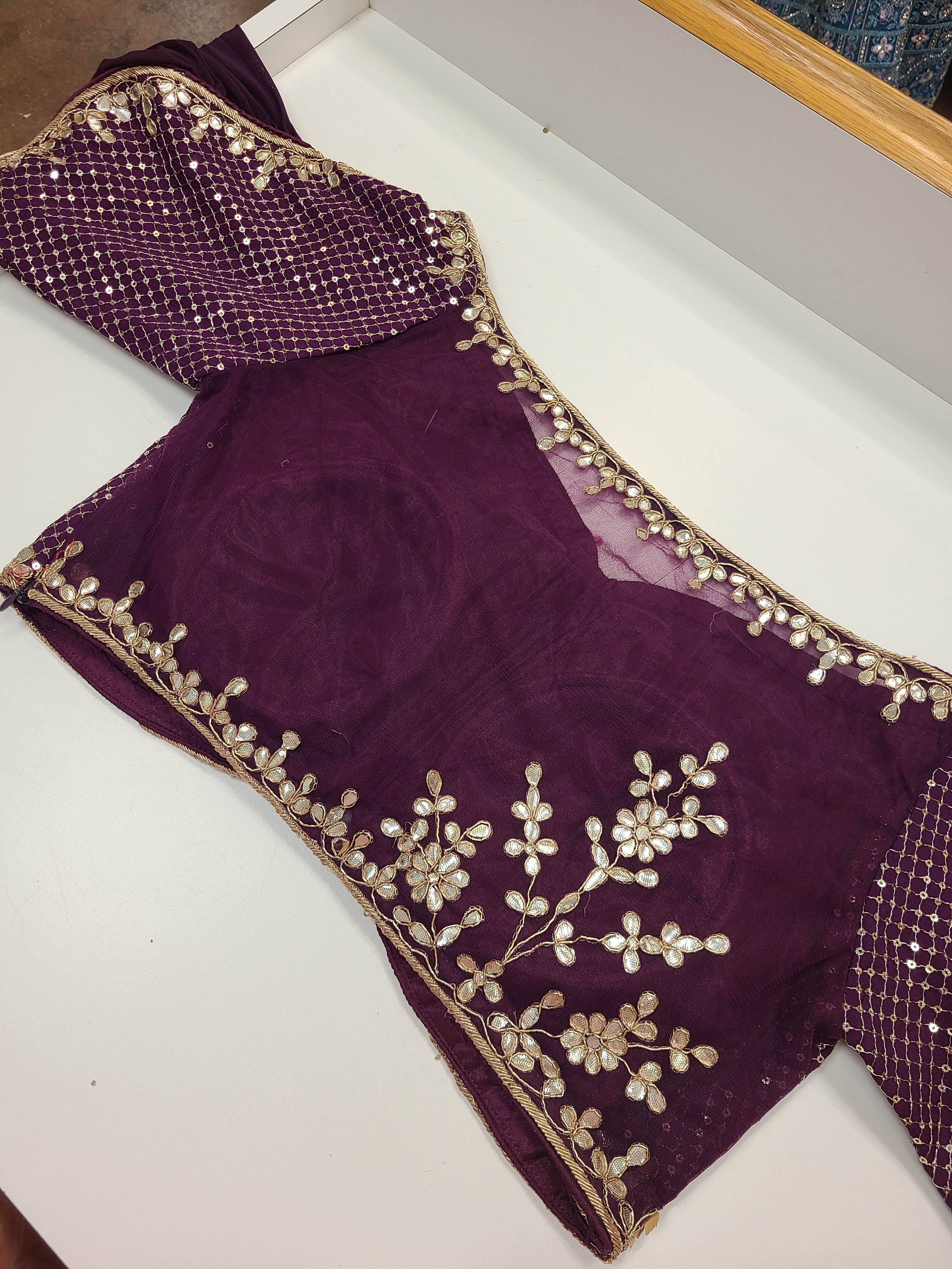 Purple Embroidered Lehenga