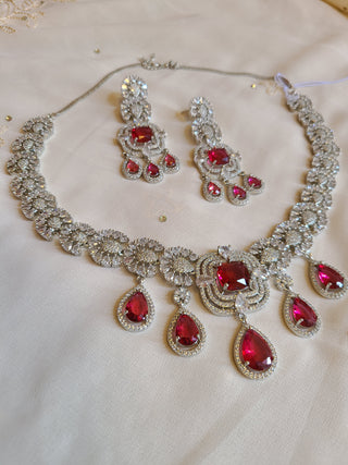 Statement Red CZ Necklace Set