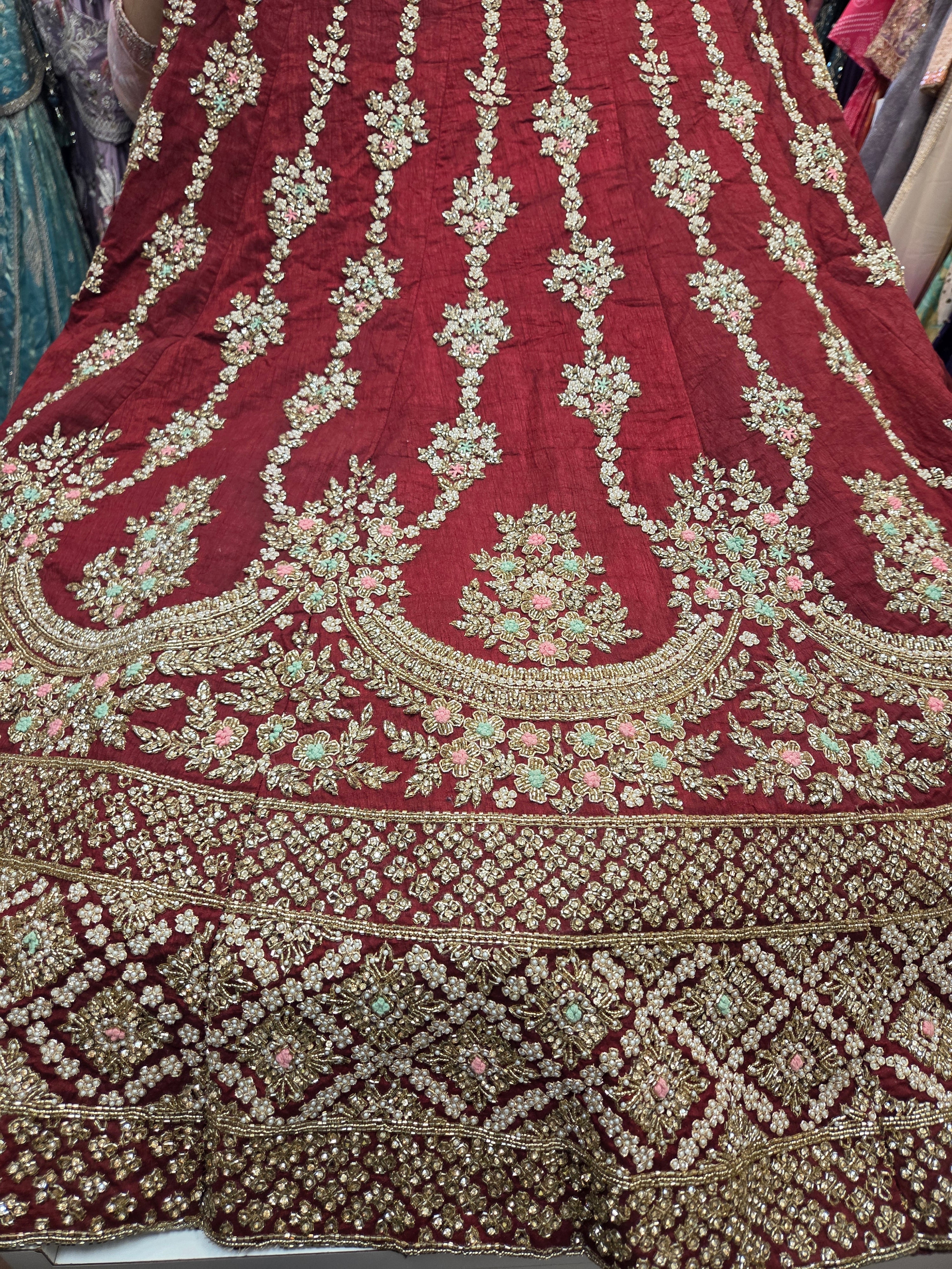 Maroon Gold Bridal Lehenga Set