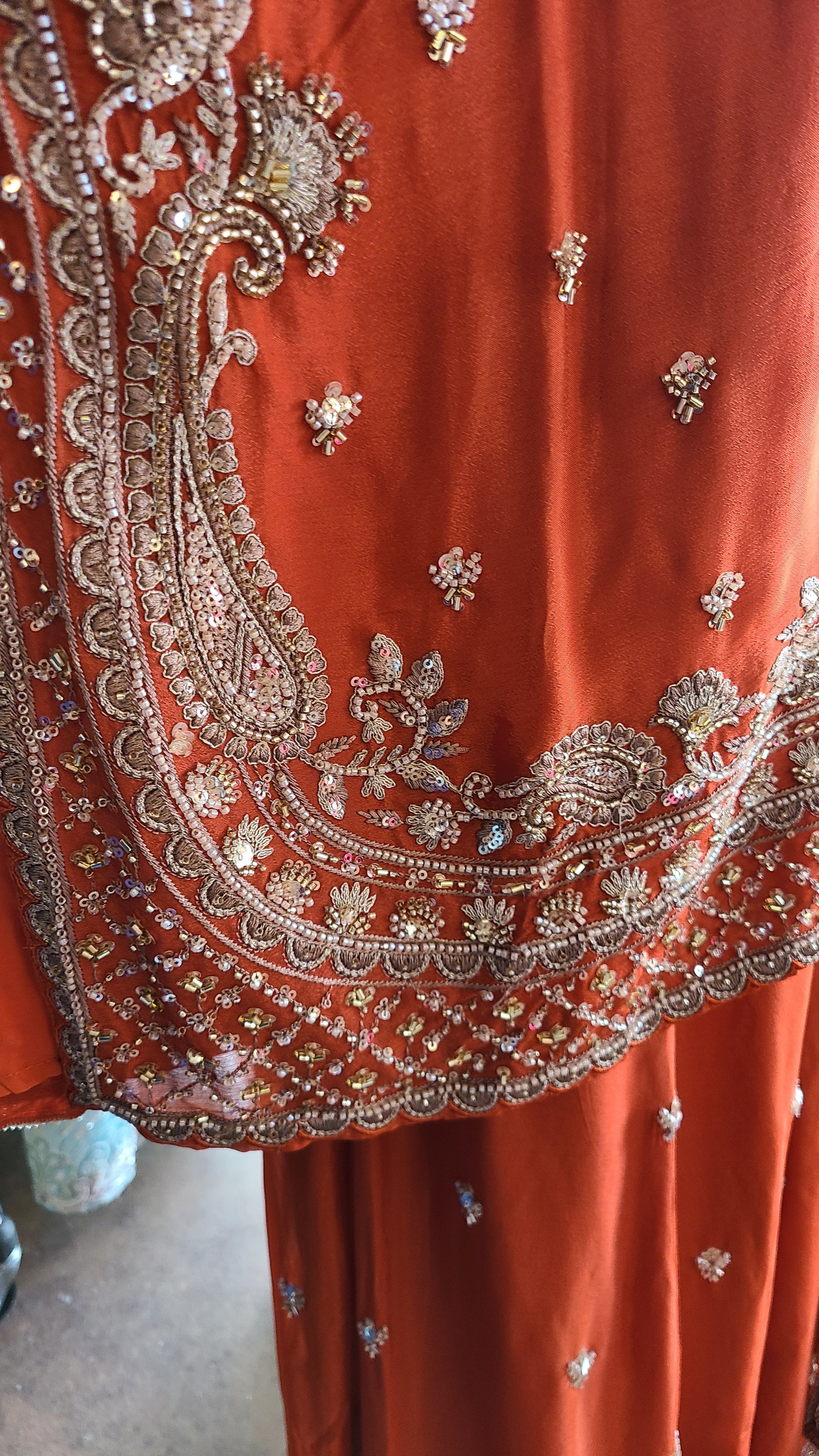 Orange silk sharara