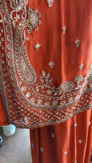 Orange silk sharara