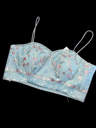 Powder Blue Lehenga with Spaghetti Blouse