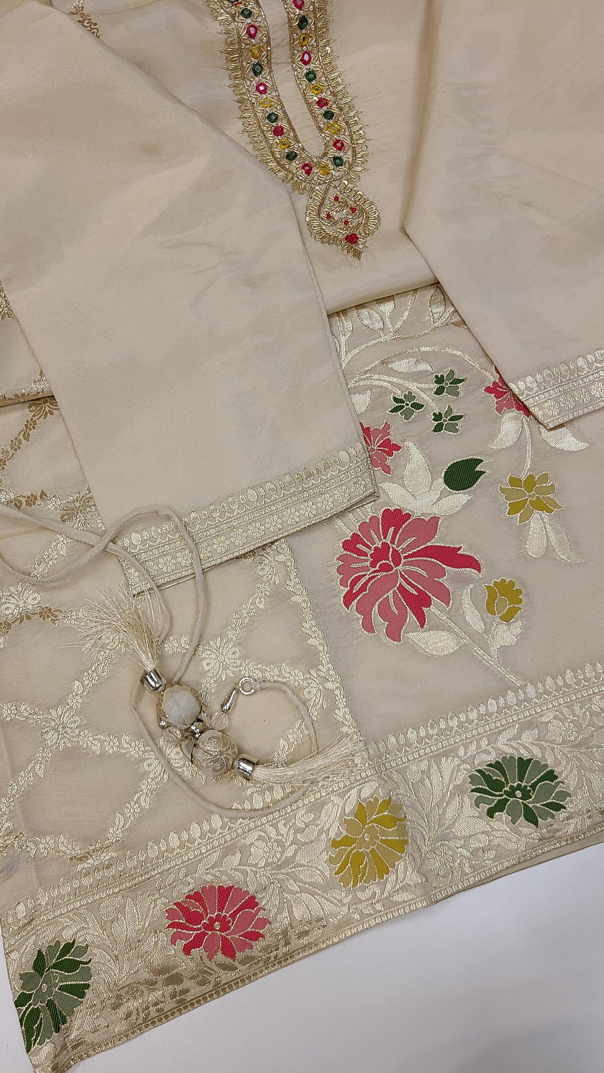 Ivory Floral Embroidered Set