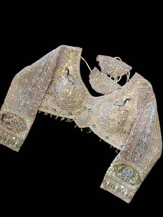 Champagne Peacock Net Lehenga - Luxe Bridal Collection