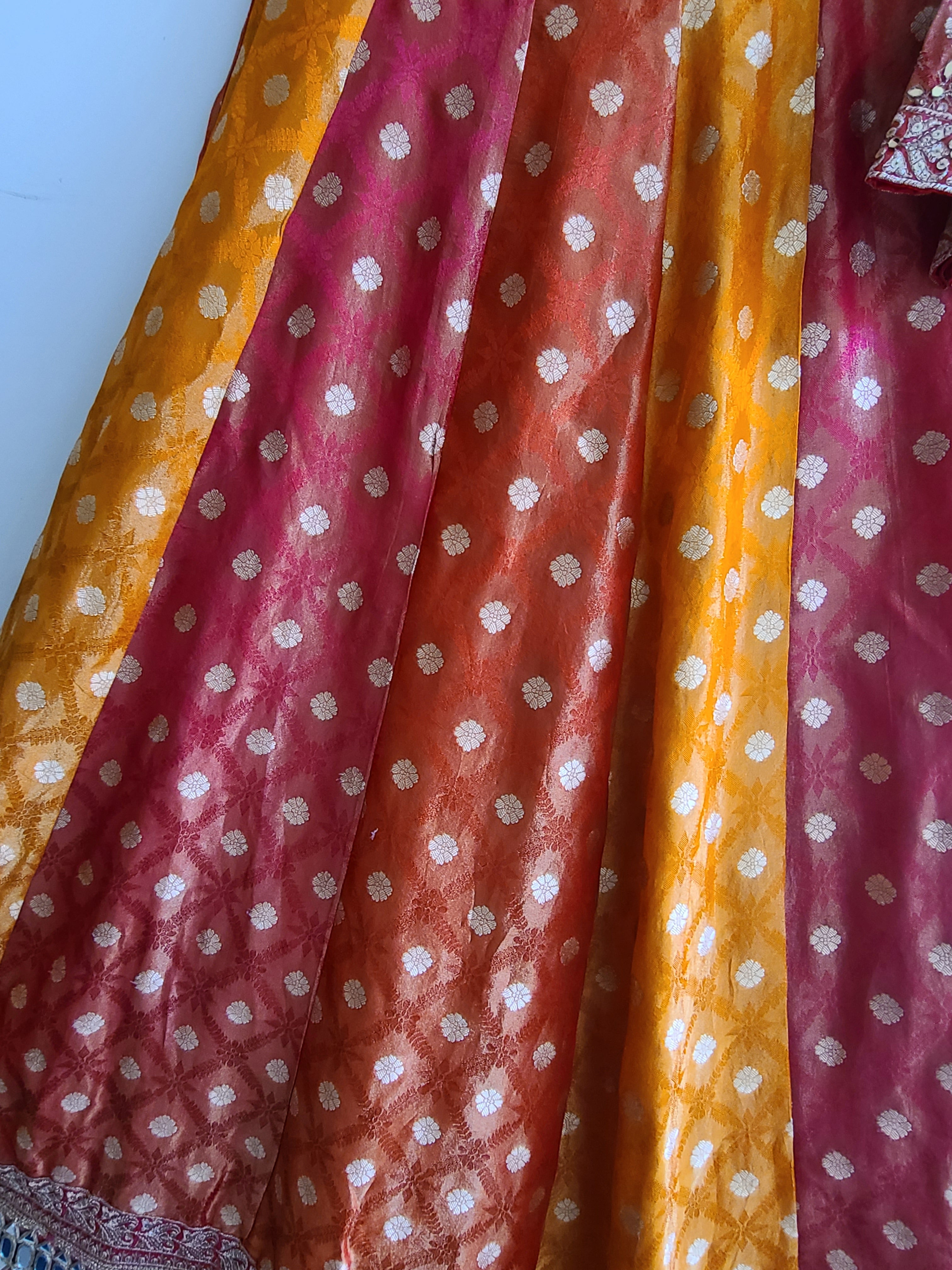 Sunset Orange & Red Benarasi Lehenga Choli