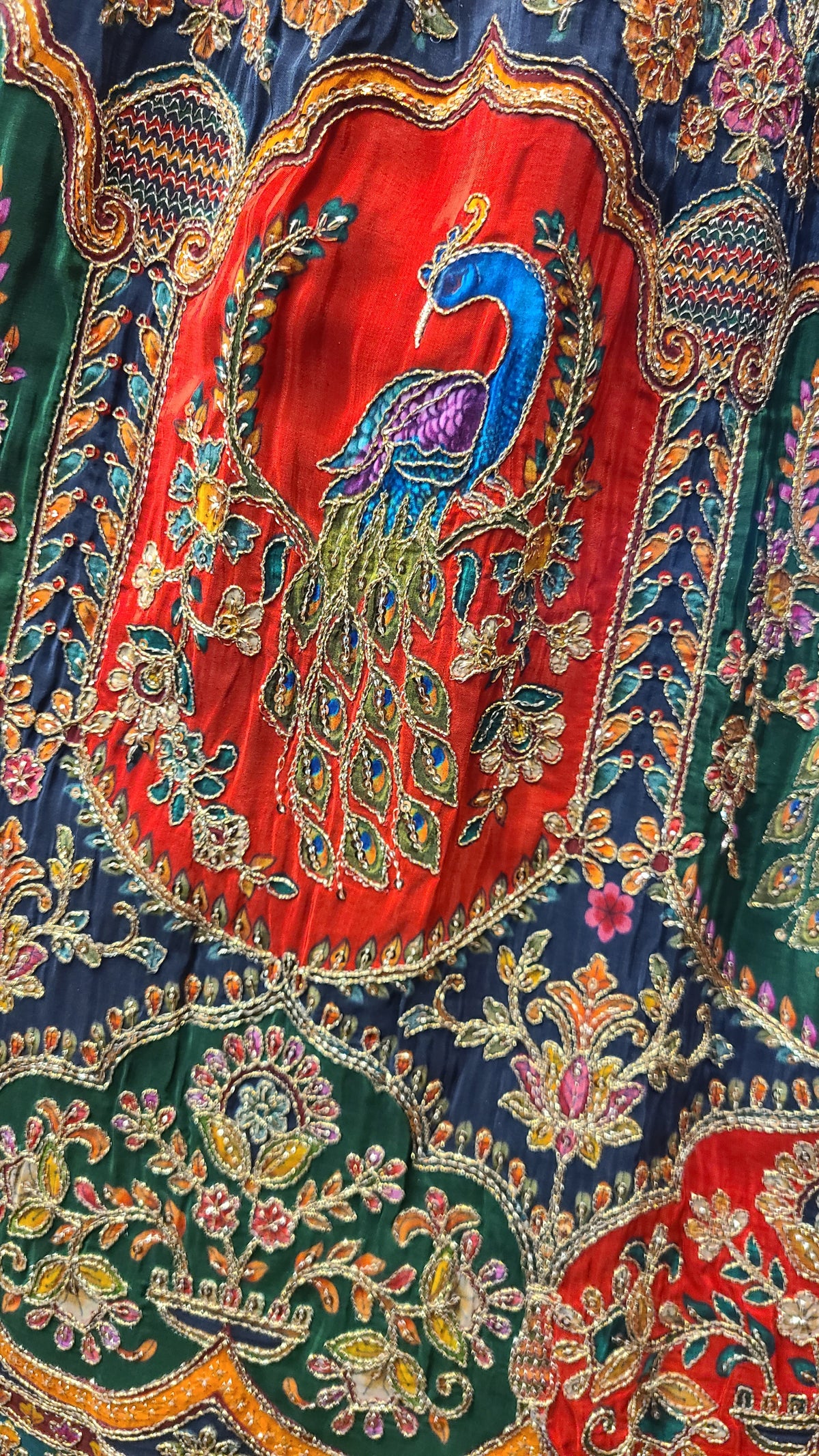 Navy Peacock Embroidered Lehenga