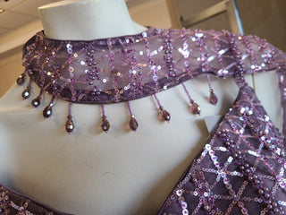 Rose Pink Sequined Mermaid Lehenga Set with Asymmetric Drape