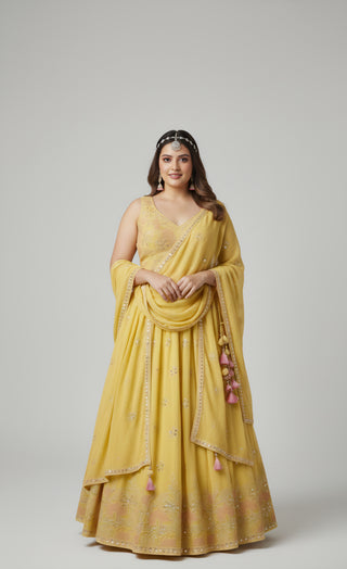Lemon Yellow Haldi Lehenga