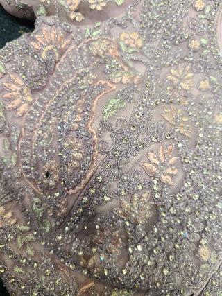 Lavender Silver Embroidered Bridal Lehenga Set