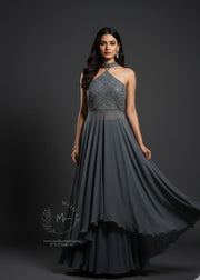 Dusty Grey Shade Indo-Western