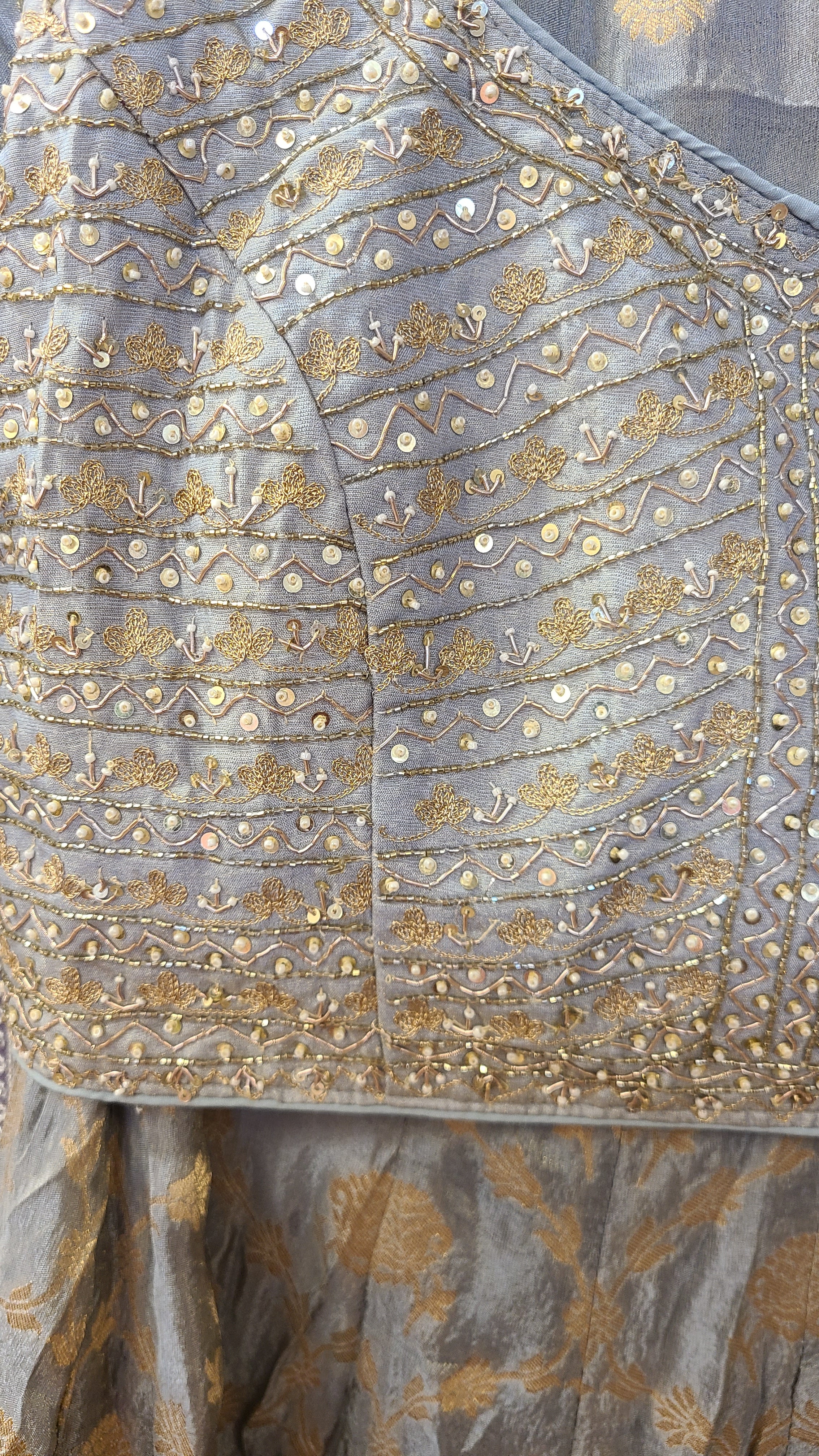 Grey Banarasi Lehenga