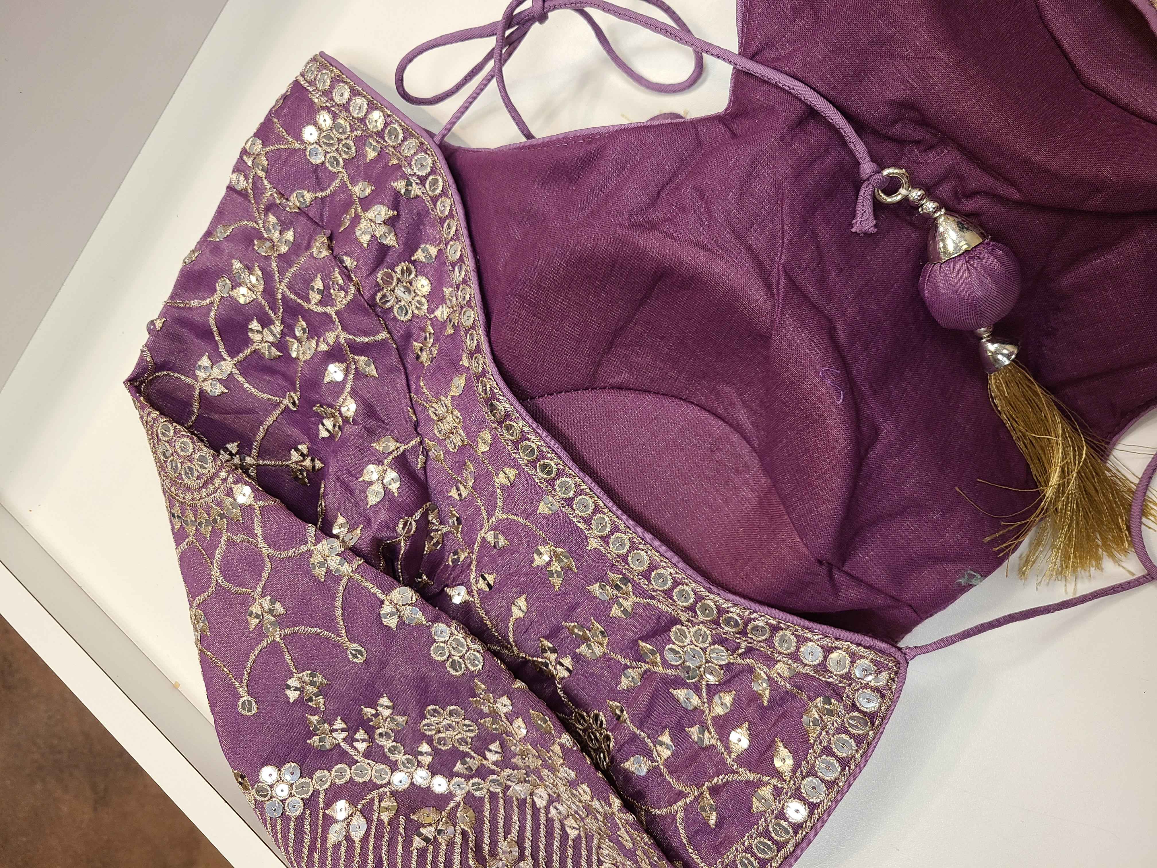 Mauve Purple Embroidered Bridal Lehenga Set