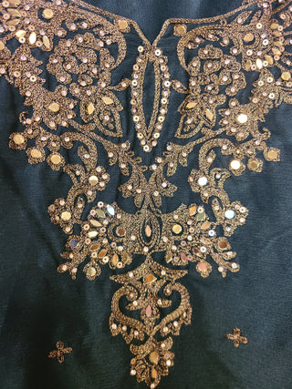 Emerald Green Gold Embroidered Sharara Set with Dupatta