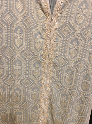 Luknowi Indo-Western Kurta Set with Fringe