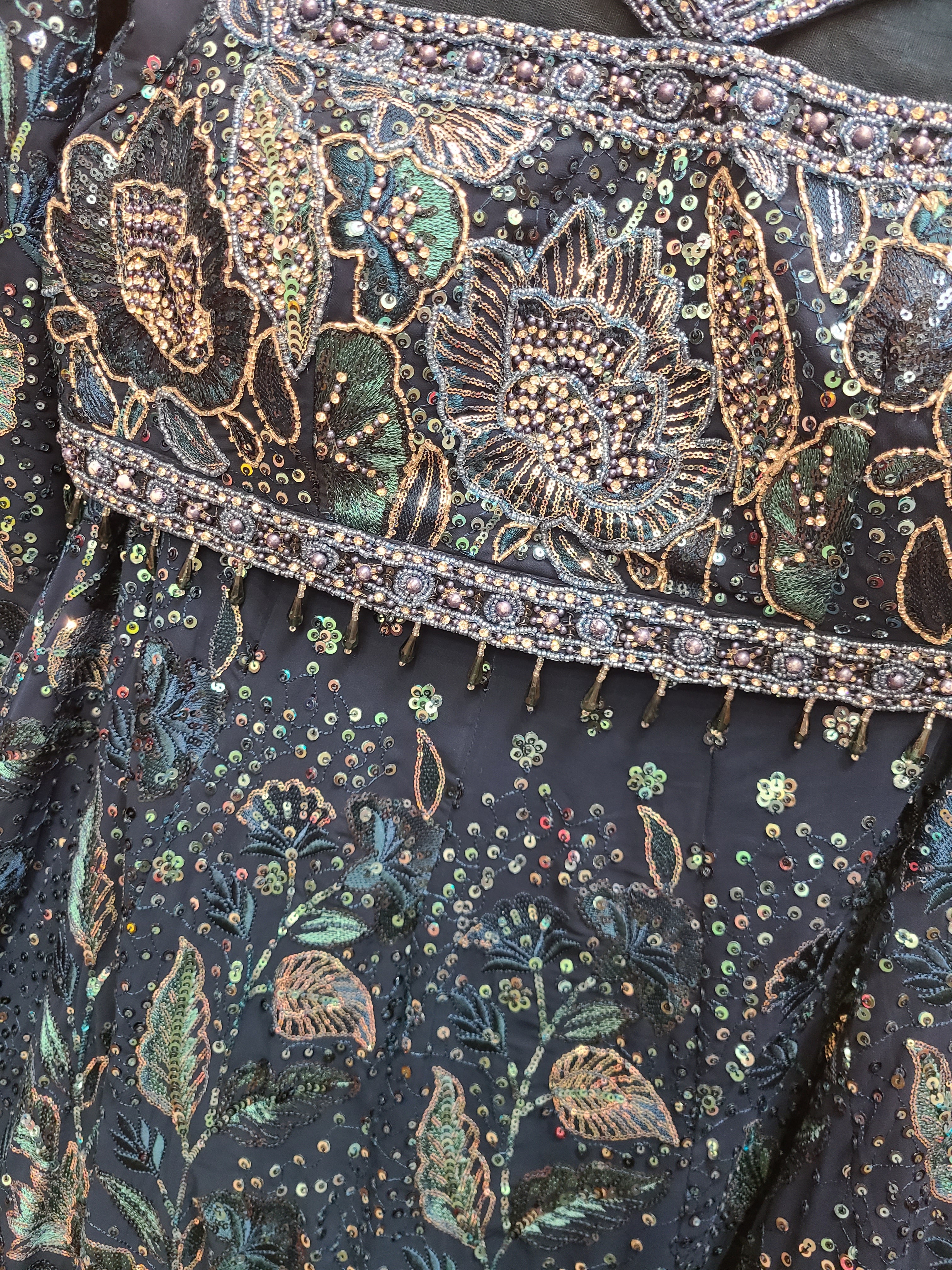 Navy Blue Embroidered Lehenga