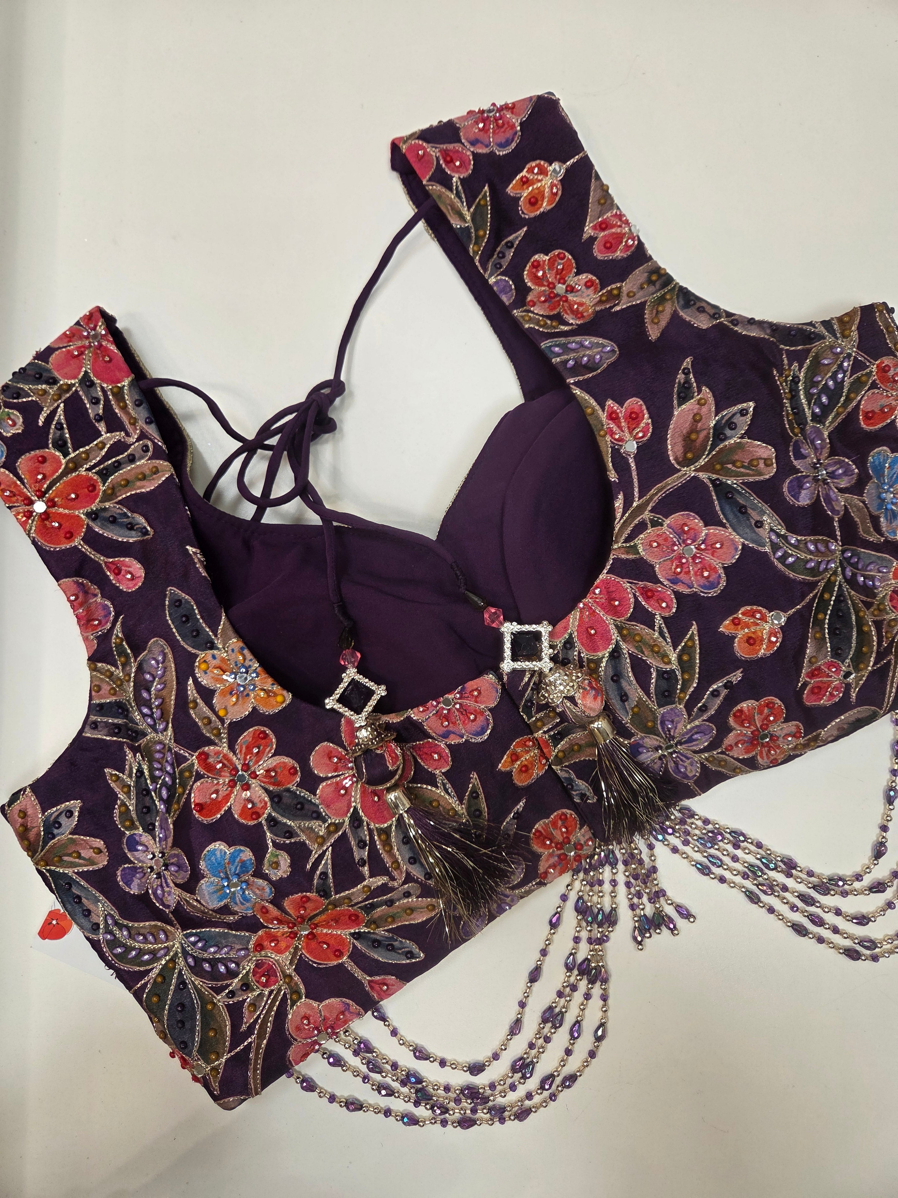 Deep Violet Floral Lehenga Set