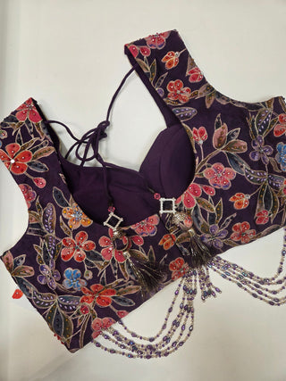 Deep Violet Floral Lehenga Set