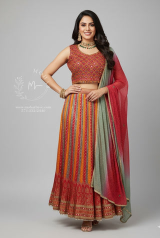 Multicolor Benarasi Crop Top Skirt