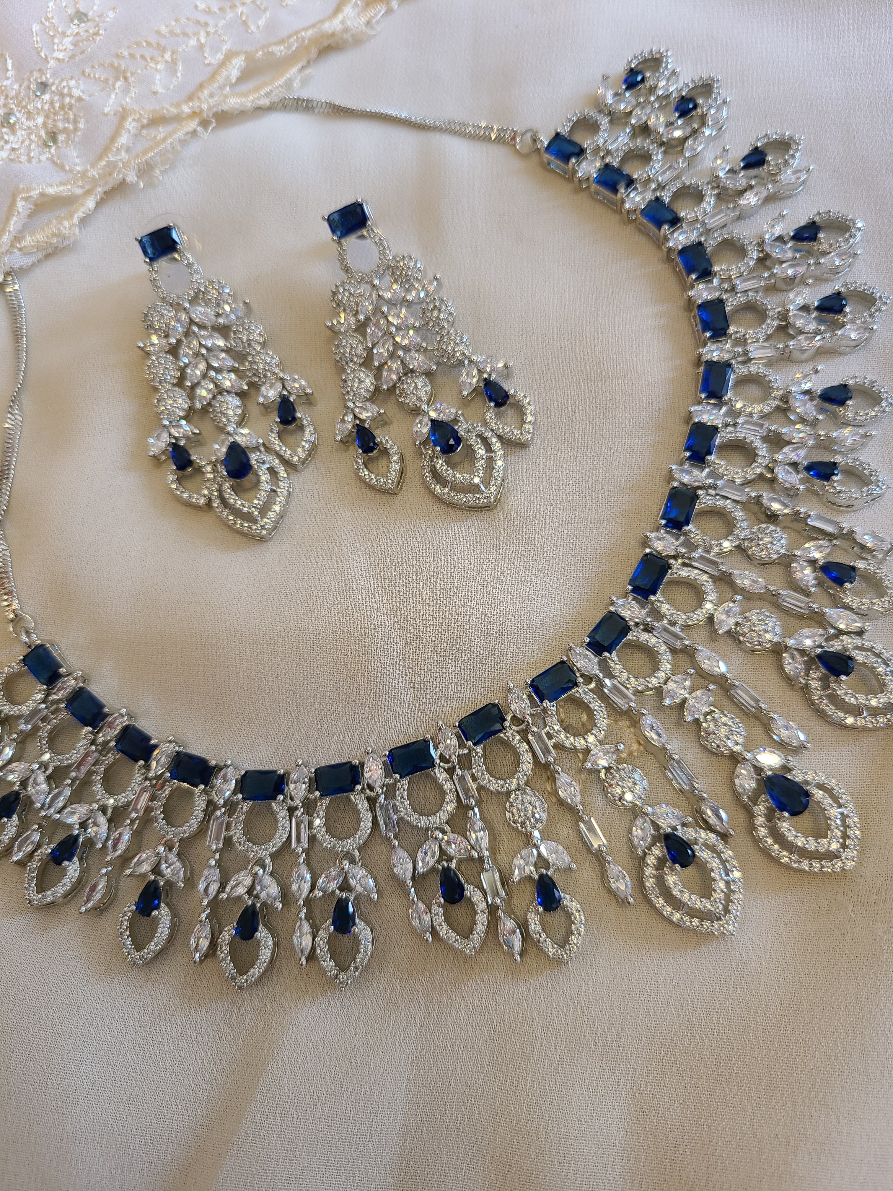 Blue CZ Necklace Set
