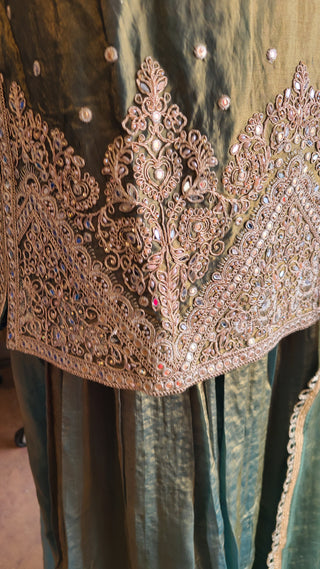 Sage green silk sharara