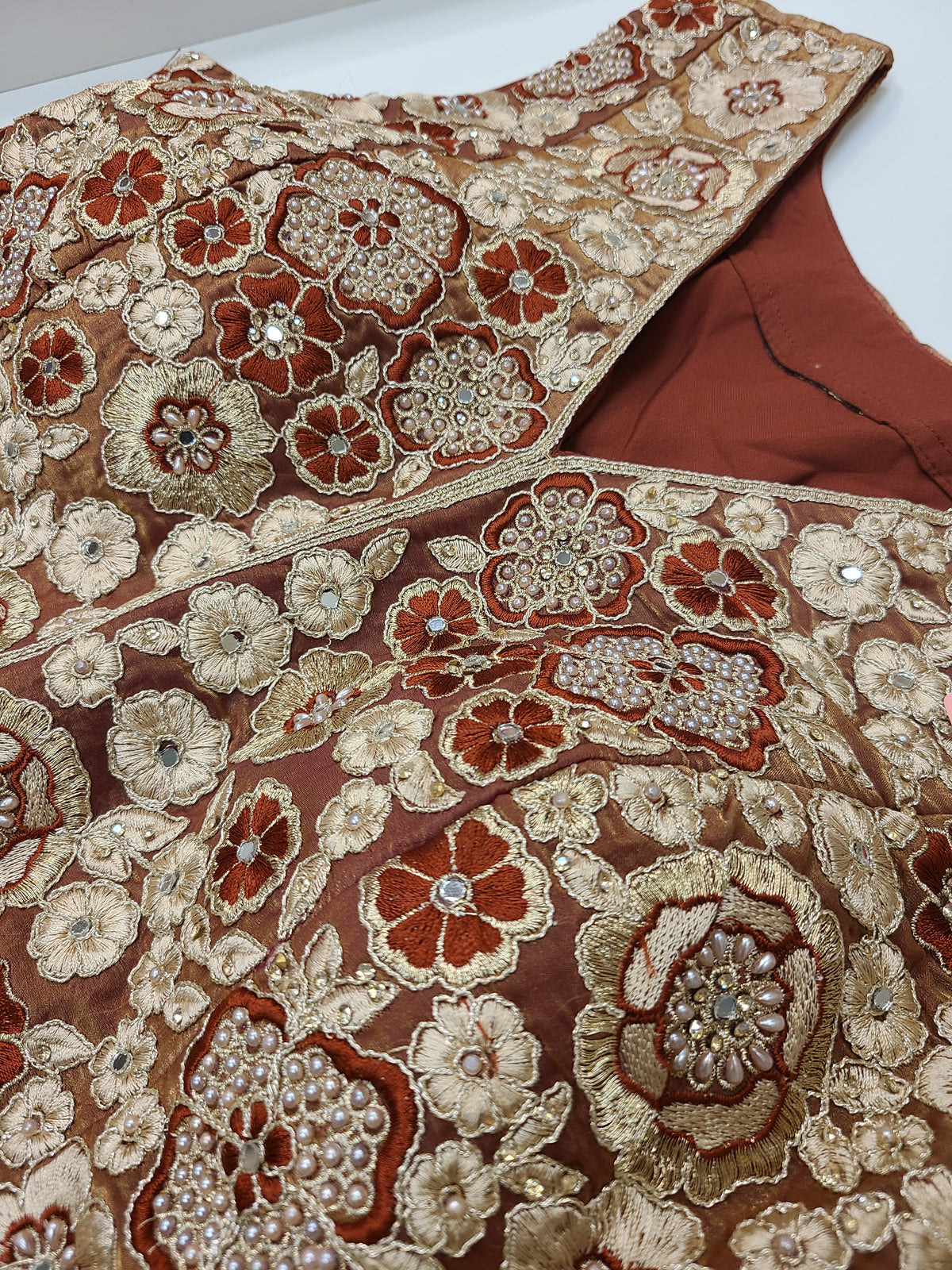 Rust Floral Lehenga Set