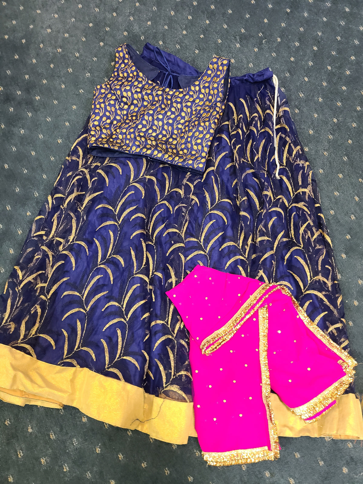 Navy Pink Garba Lehenga