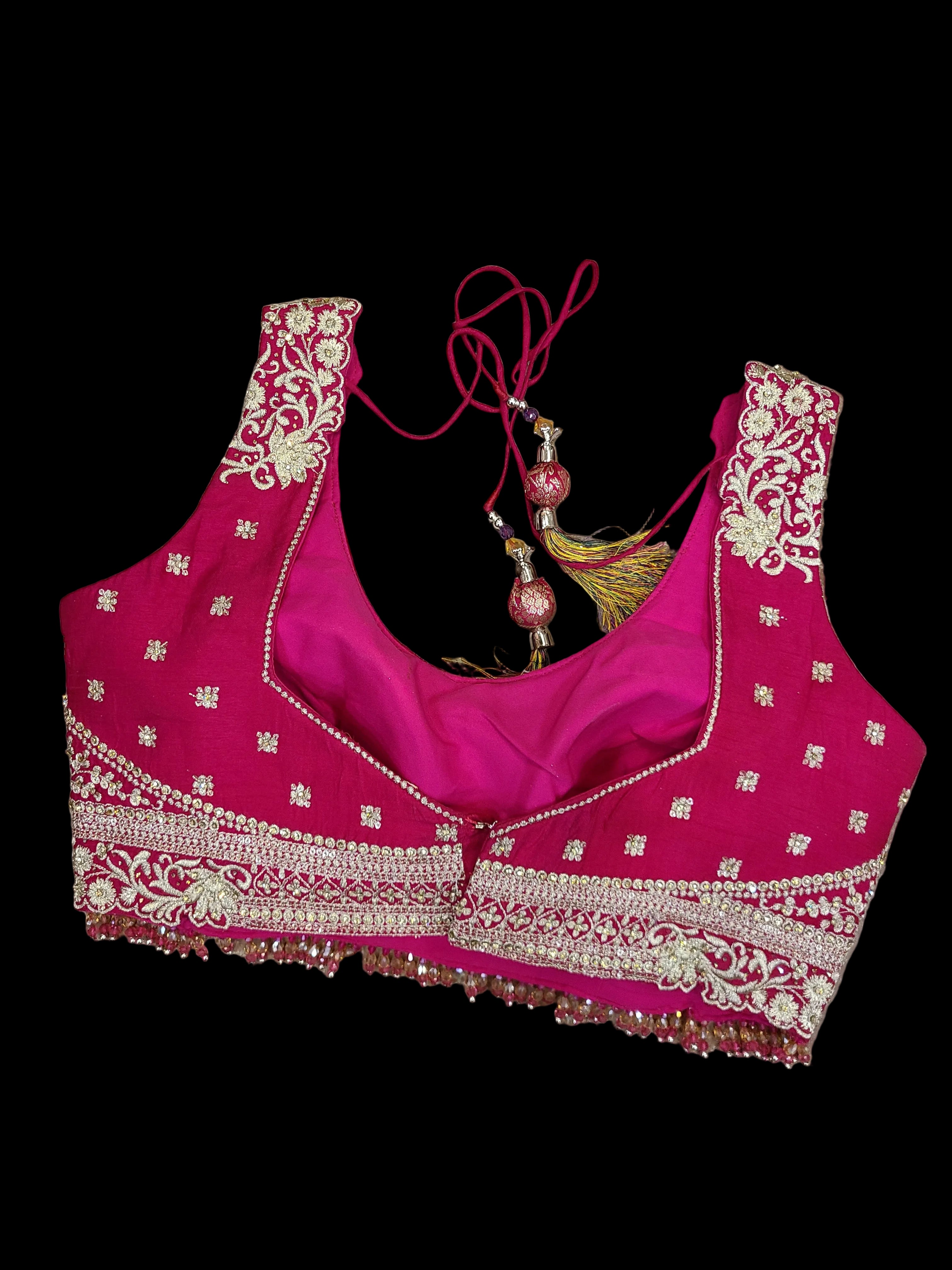 Multicolor Embroidered Silk Lehenga Choli with Pink Dupatta